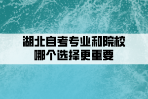 湖北自考专业和院校哪个选择更重要